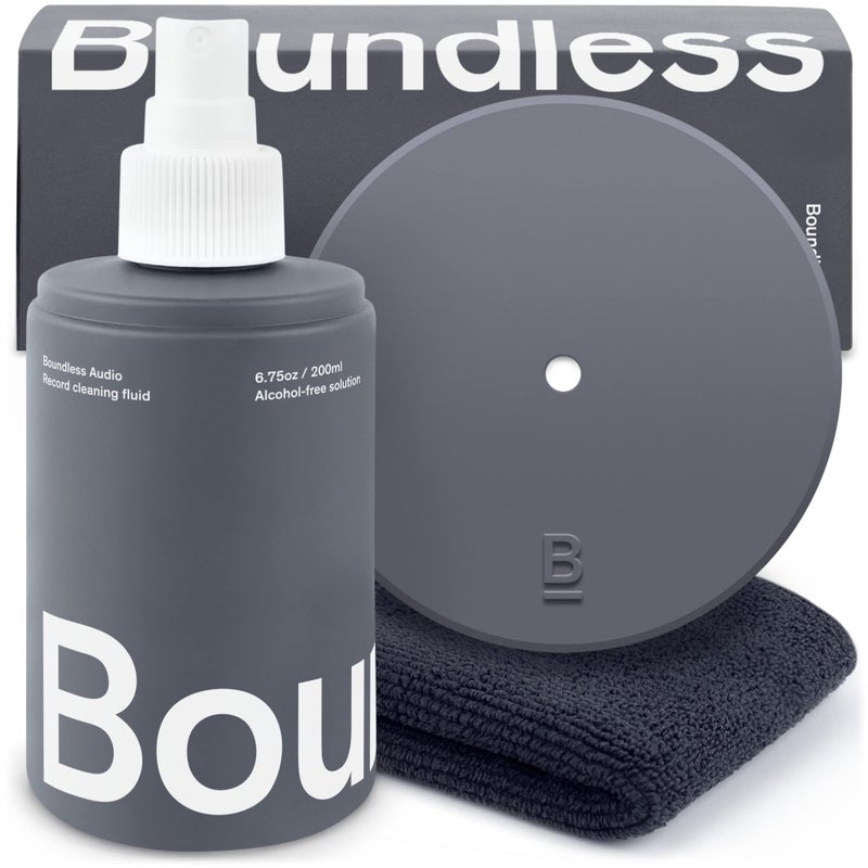 Boundless Audio Record Cleaning Solution - 6.75oz Vinyl Cleaner Fluid, Vinyl Cleaner Cloth & Record Label Protector - Complete Cleaning Kit - Image 1